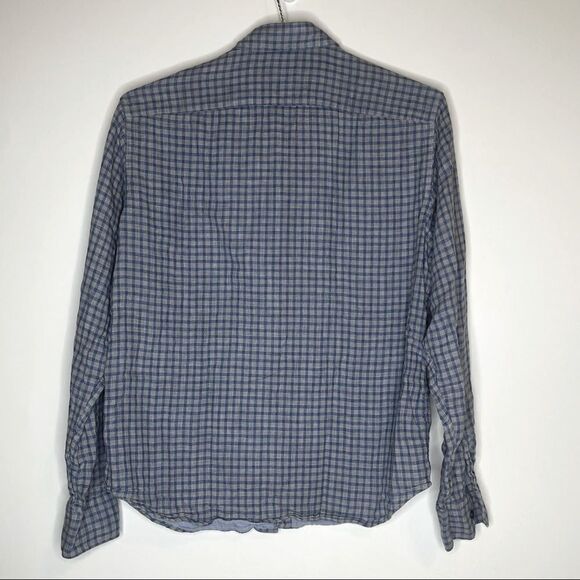 UNTUCKit Blue and White Plaid Long Sleeve Button Down Cotton Shirt Size Medium - Picture 3 of 5